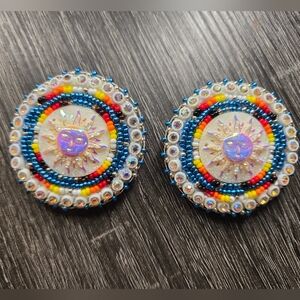 Handmade Sunburst Beaded Earrings